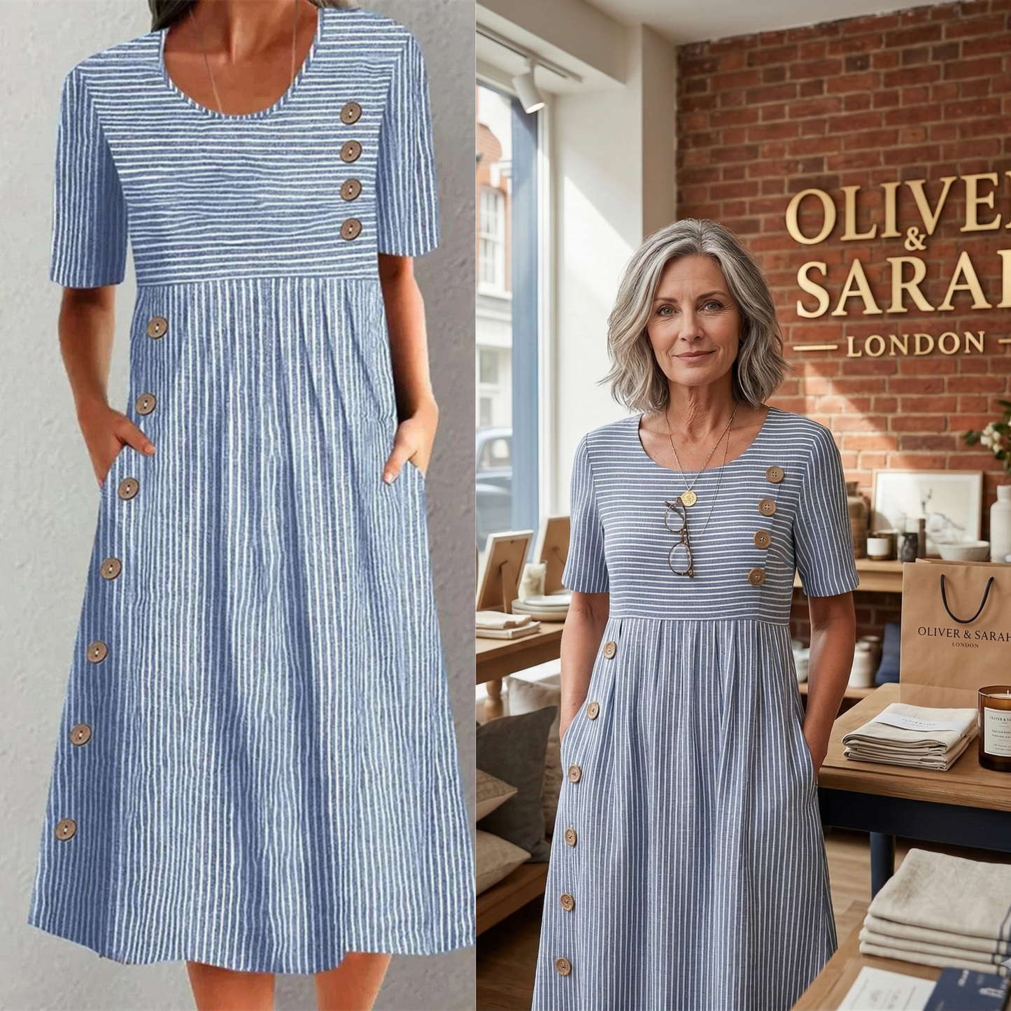 Vestido Midi De Rayas