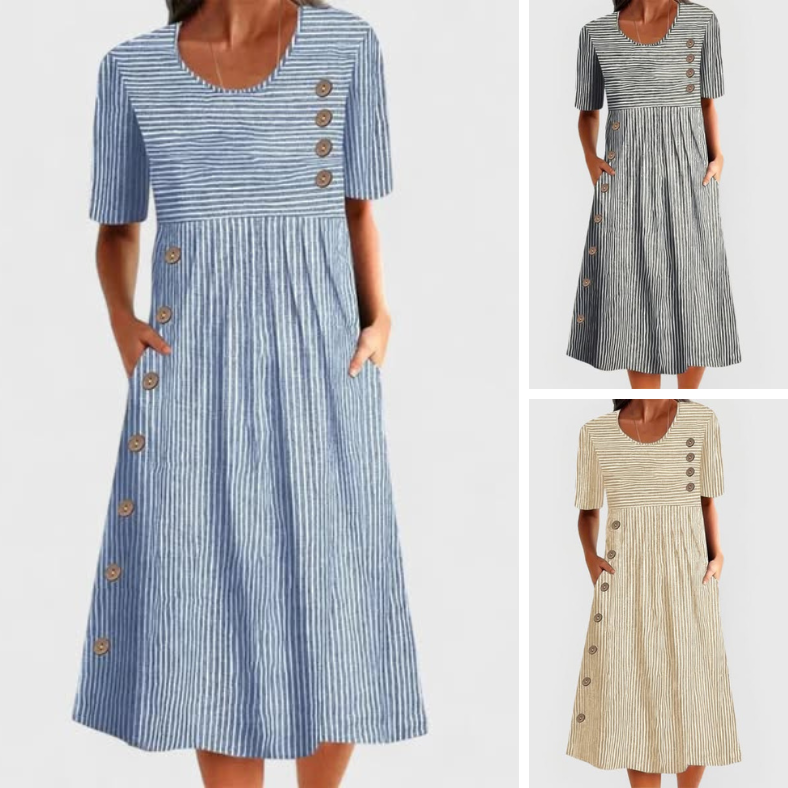 Vestido Midi De Rayas