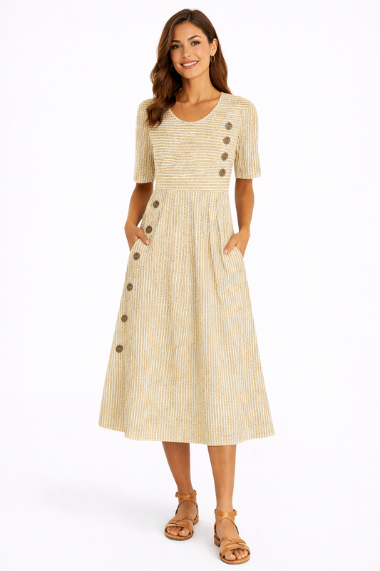 Vestido Midi De Rayas