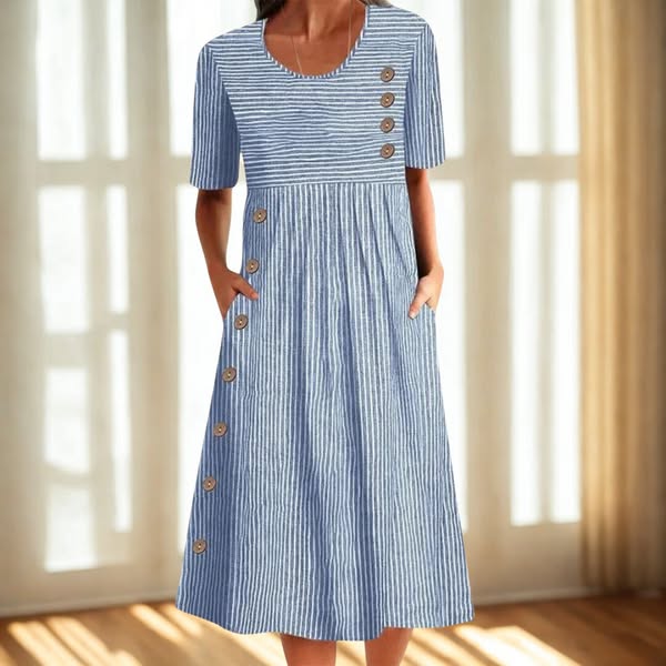 Vestido Midi De Rayas